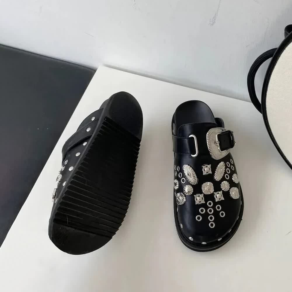 Black Gothic Punk Studded Clogs