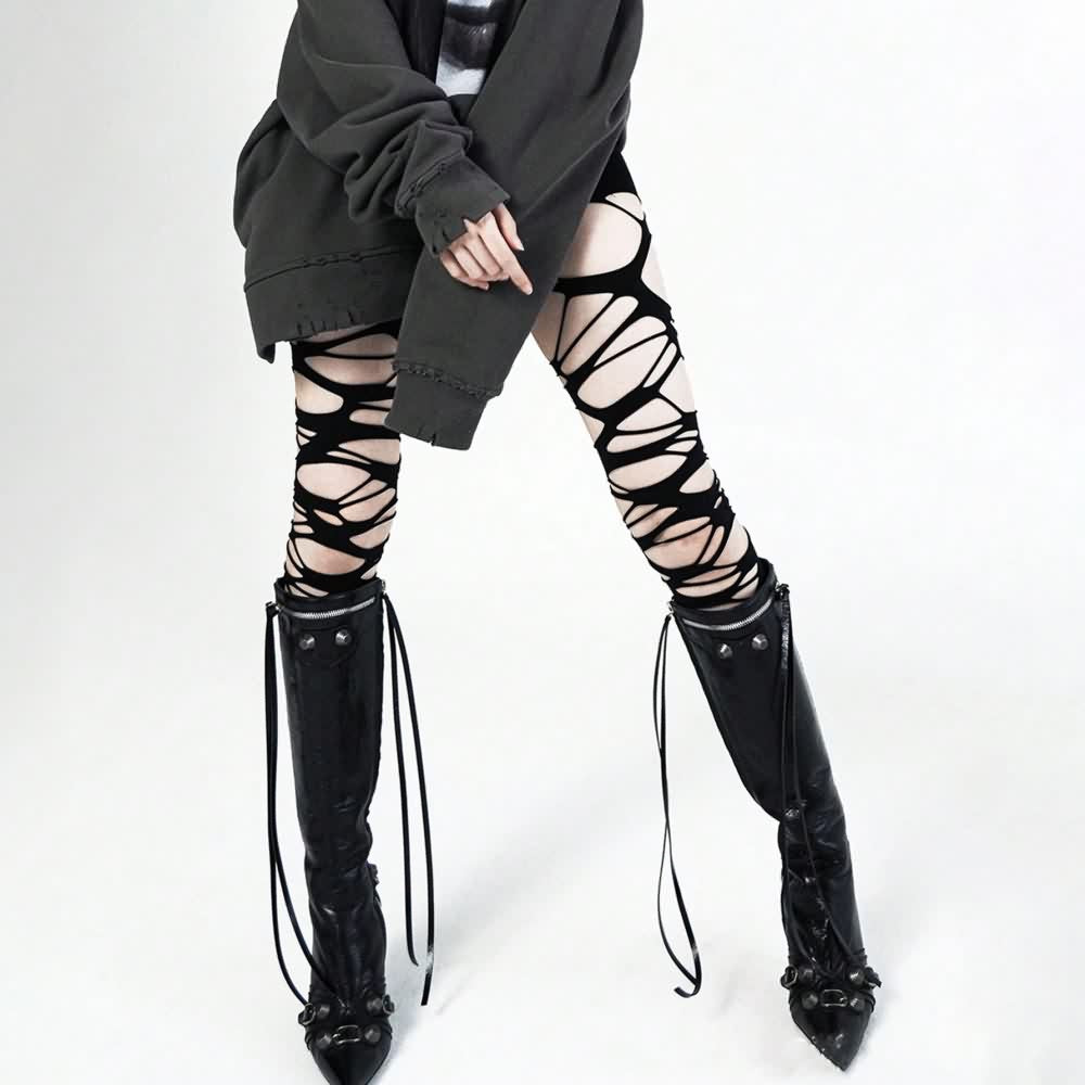 Black Gothic Ripped Tights