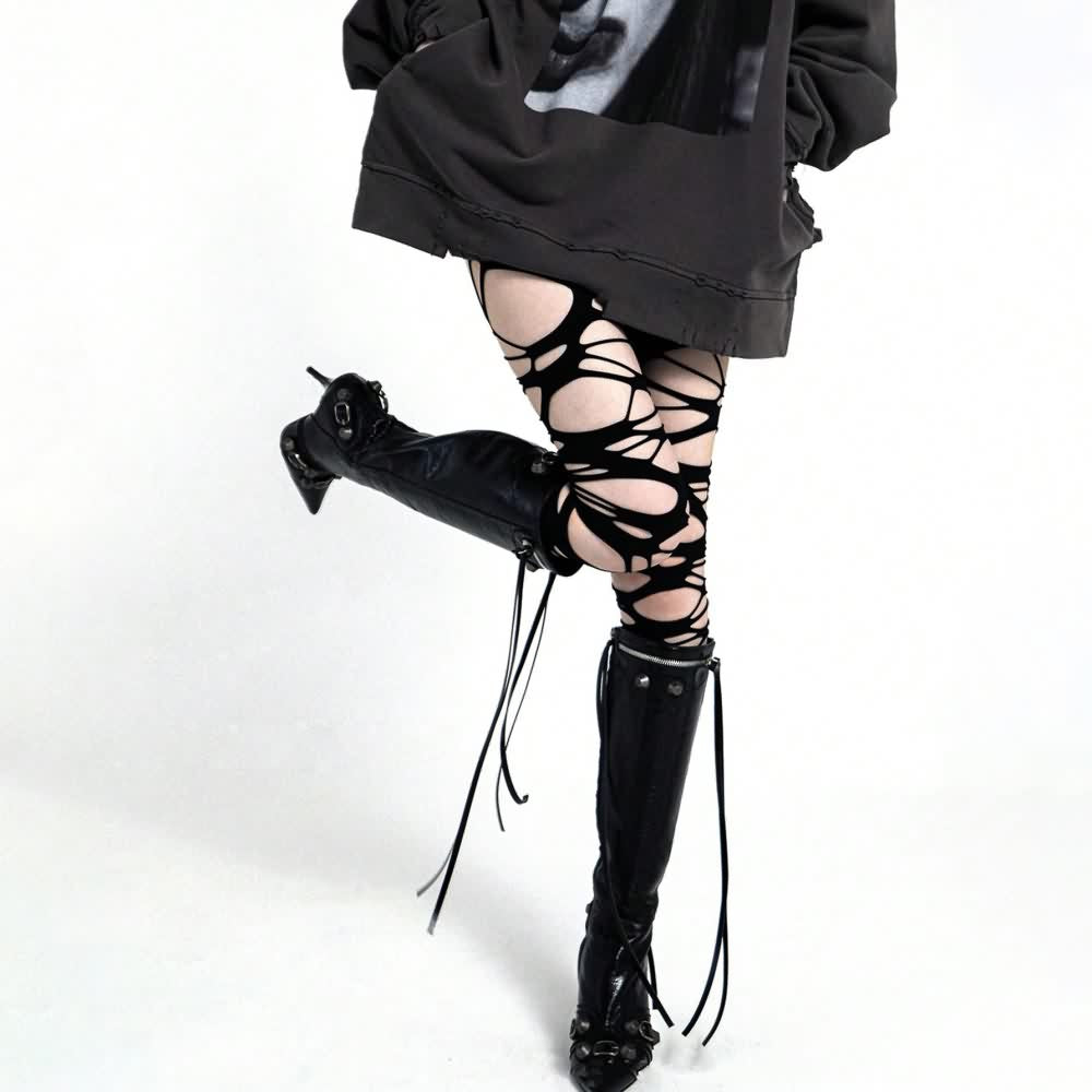 Black Gothic Ripped Tights