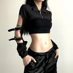 Black Gothic Style High Collar Crop Jacket