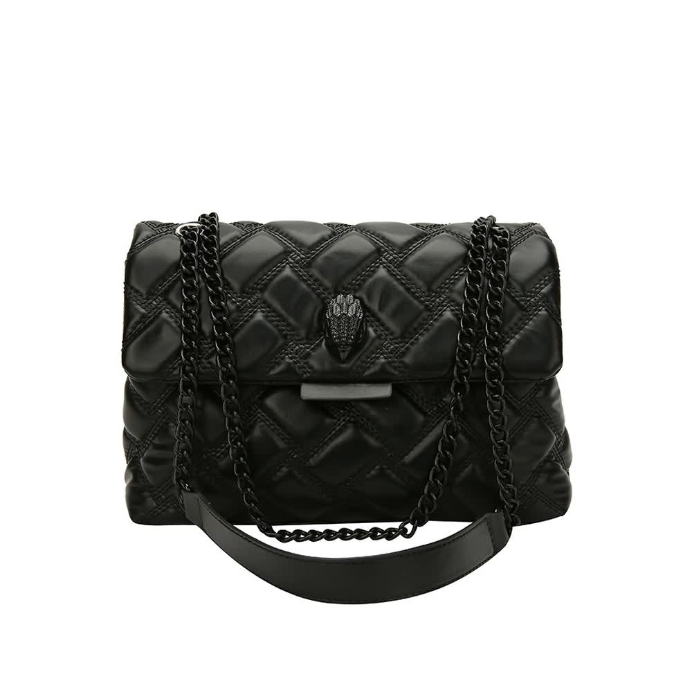 Black PU Leather Quilted Shoulder Bag