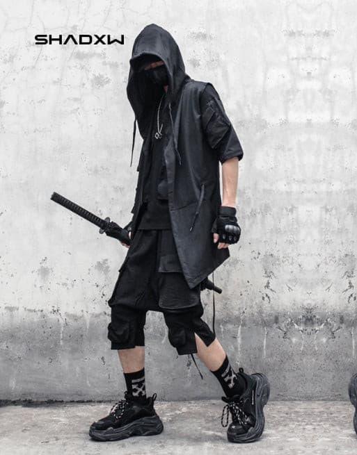 Black sleeveless jacket