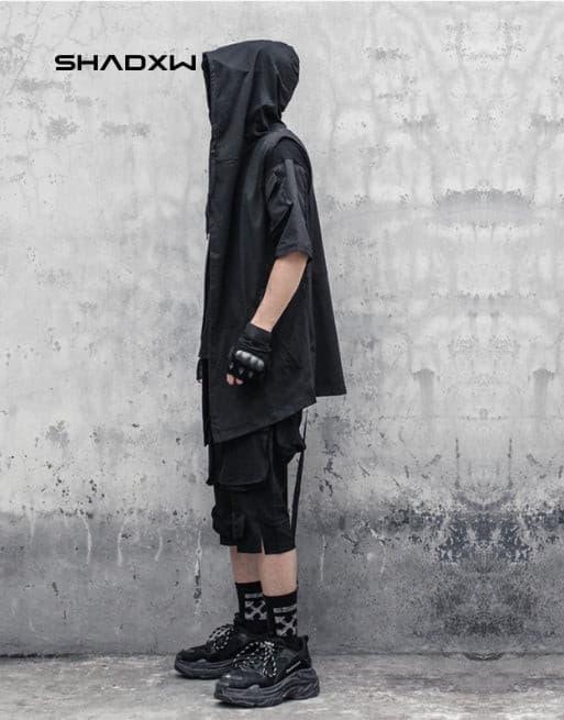 Black sleeveless jacket
