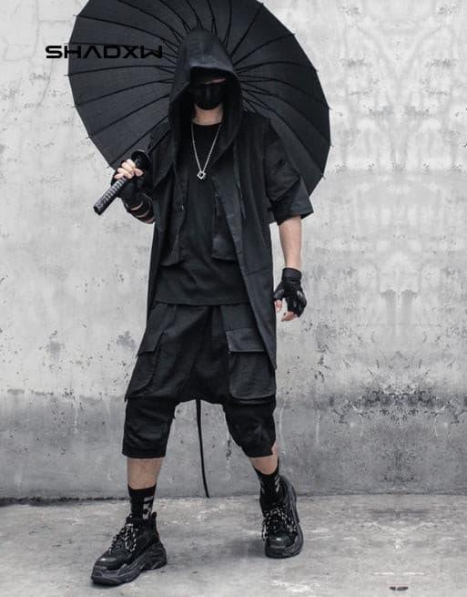 Black sleeveless jacket
