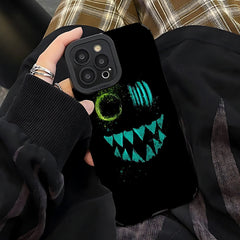 Black Smiley Ghost Cute Phone Case for iPhone 14, 13 Pro Max, 12, 11, X, XS, XR, SE 2, 6, 6S, 7, 8 Plus - Funny Cover