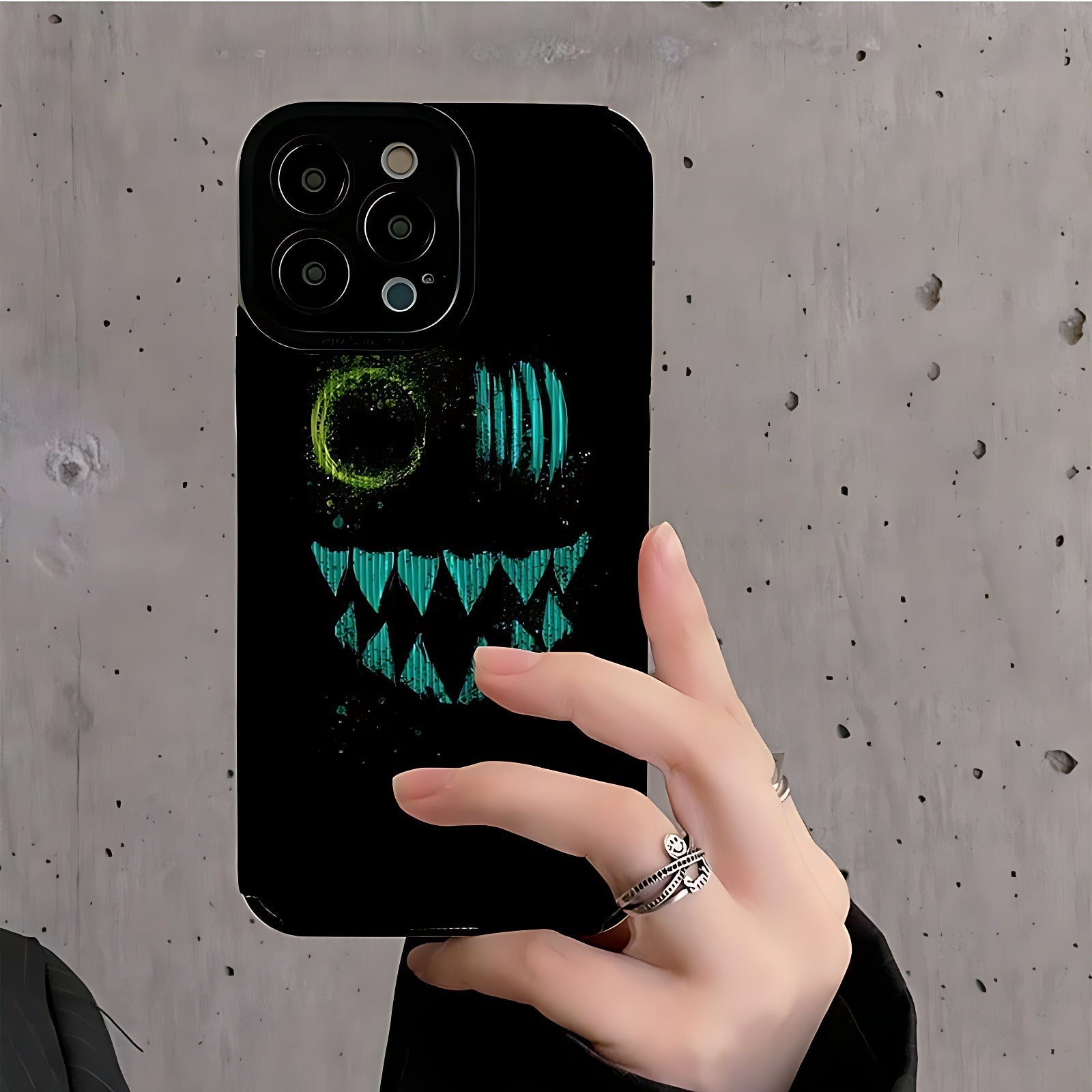 Black Smiley Ghost Cute Phone Case for iPhone 14, 13 Pro Max, 12, 11, X, XS, XR, SE 2, 6, 6S, 7, 8 Plus - Funny Cover