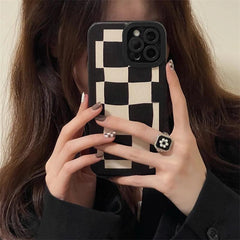 Black White Grid Cute Phone Cases For iPhone 14 11 7 8 Plus X XR XS 11 13 12 Pro Max