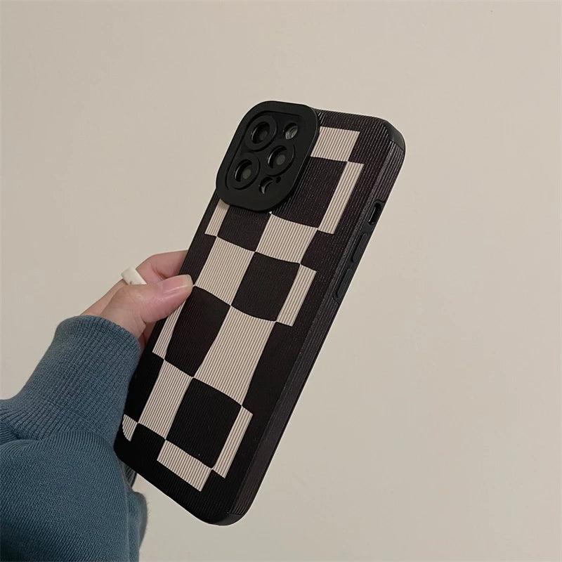 Black White Grid Cute Phone Cases For iPhone 14 11 7 8 Plus X XR XS 11 13 12 Pro Max