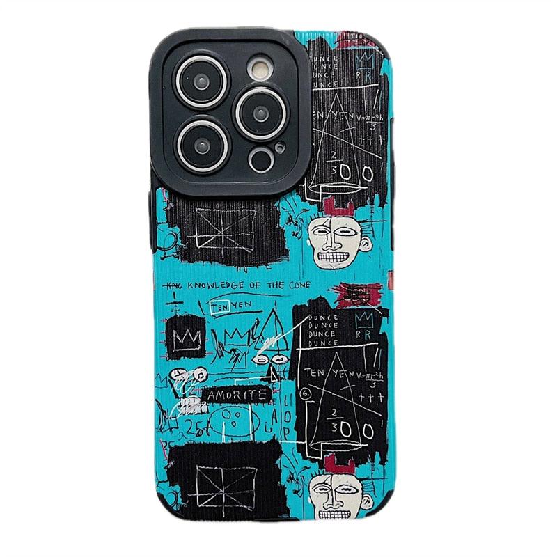 Blue Graffiti Retro Label Cute Phone Case Cover for iPhone 14, 13, 11, 12 Pro Max, 7, 8 Plus, X, XS Max, XR