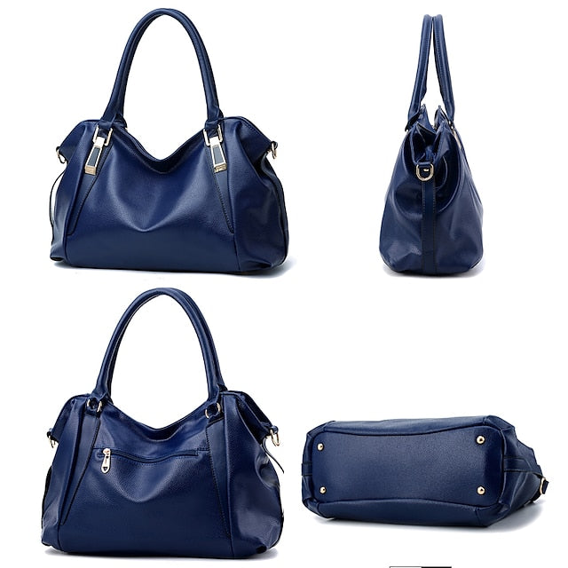 Handles  and Top Faux with Handbag Black Leather