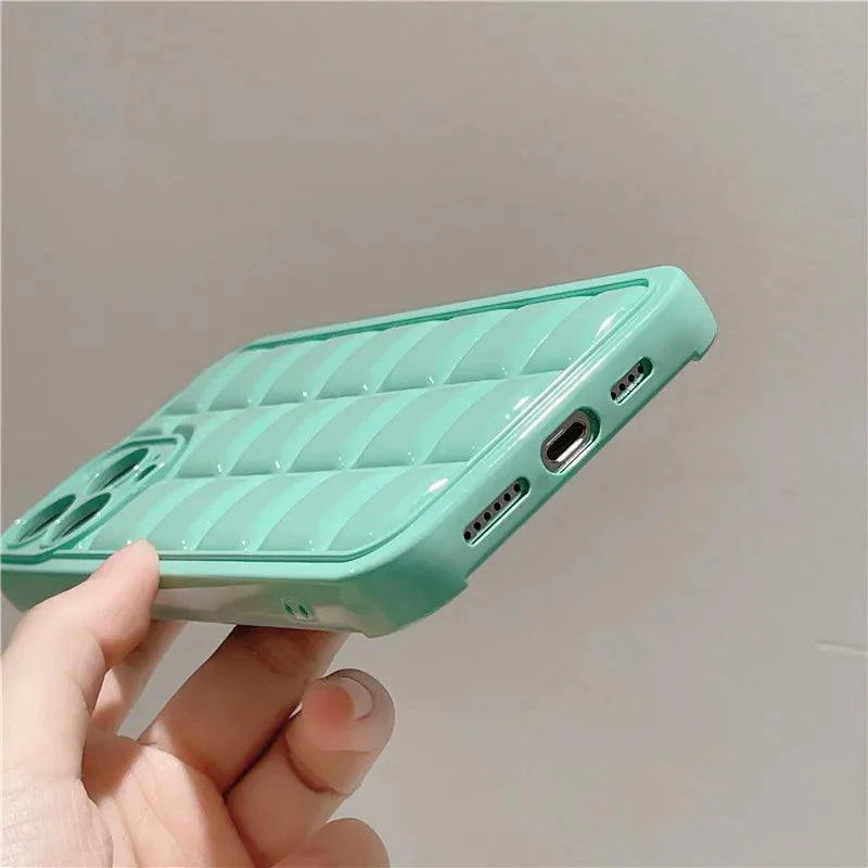 Brown 3D Square Cube Plating Cute Phone Cases For iPhone 14 13 12 11 Pro Max XS X XR 14 Plus