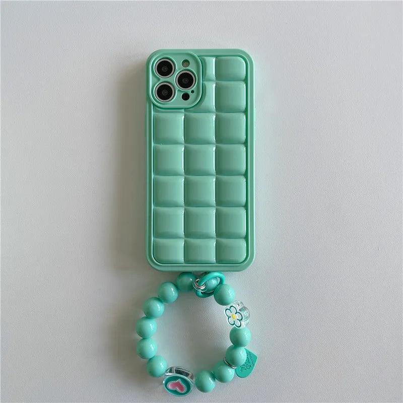 Brown 3D Square Cube Plating Cute Phone Cases For iPhone 14 13 12 11 Pro Max XS X XR 14 Plus