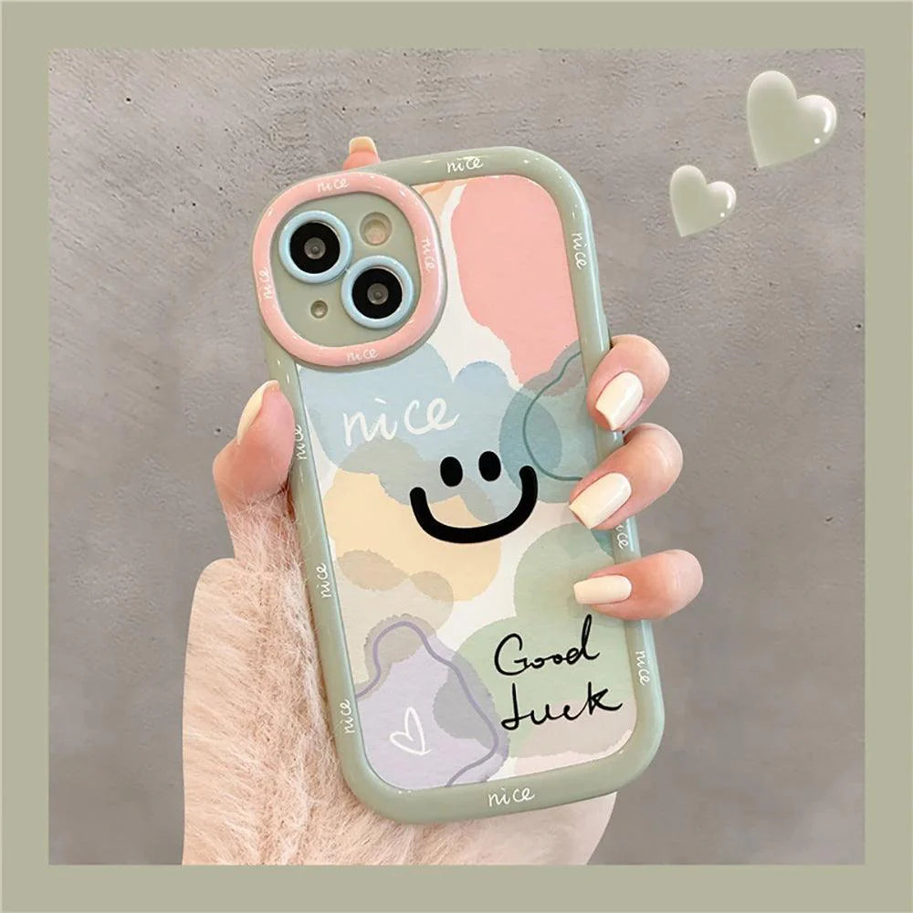 Bumper Cute Phone Cases for iPhone 14, 13, 12, 11 Pro Max - Smile Funny Face