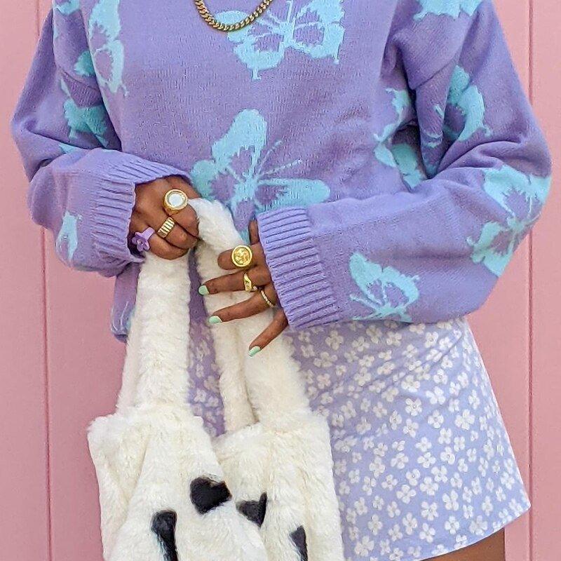 Butterfly Print Kawaii Jumper