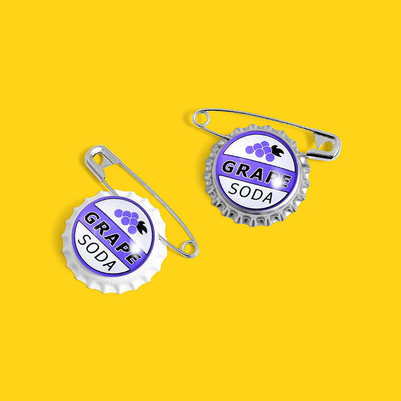 Grape Soda Bottle Cap Paper Clip Pins