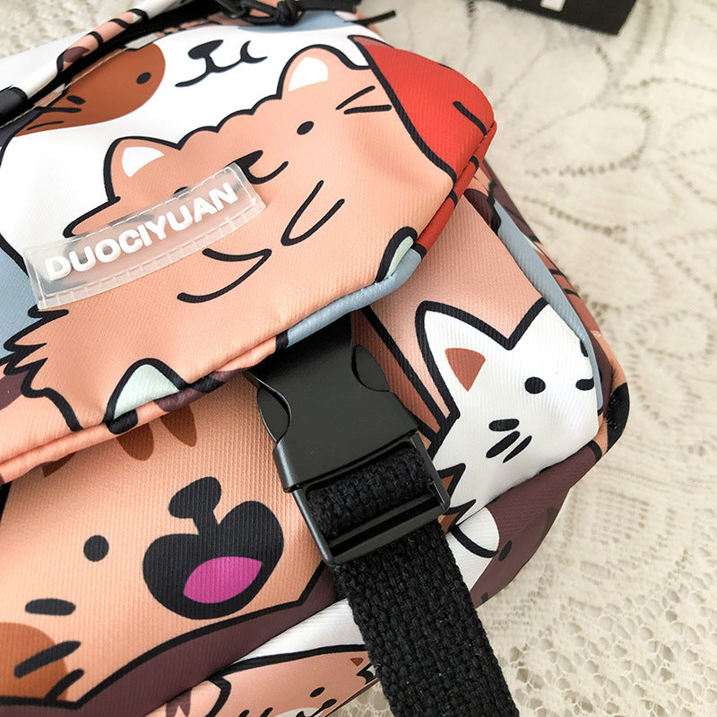 Funny Personality Cartoon Cat Messenger Bag