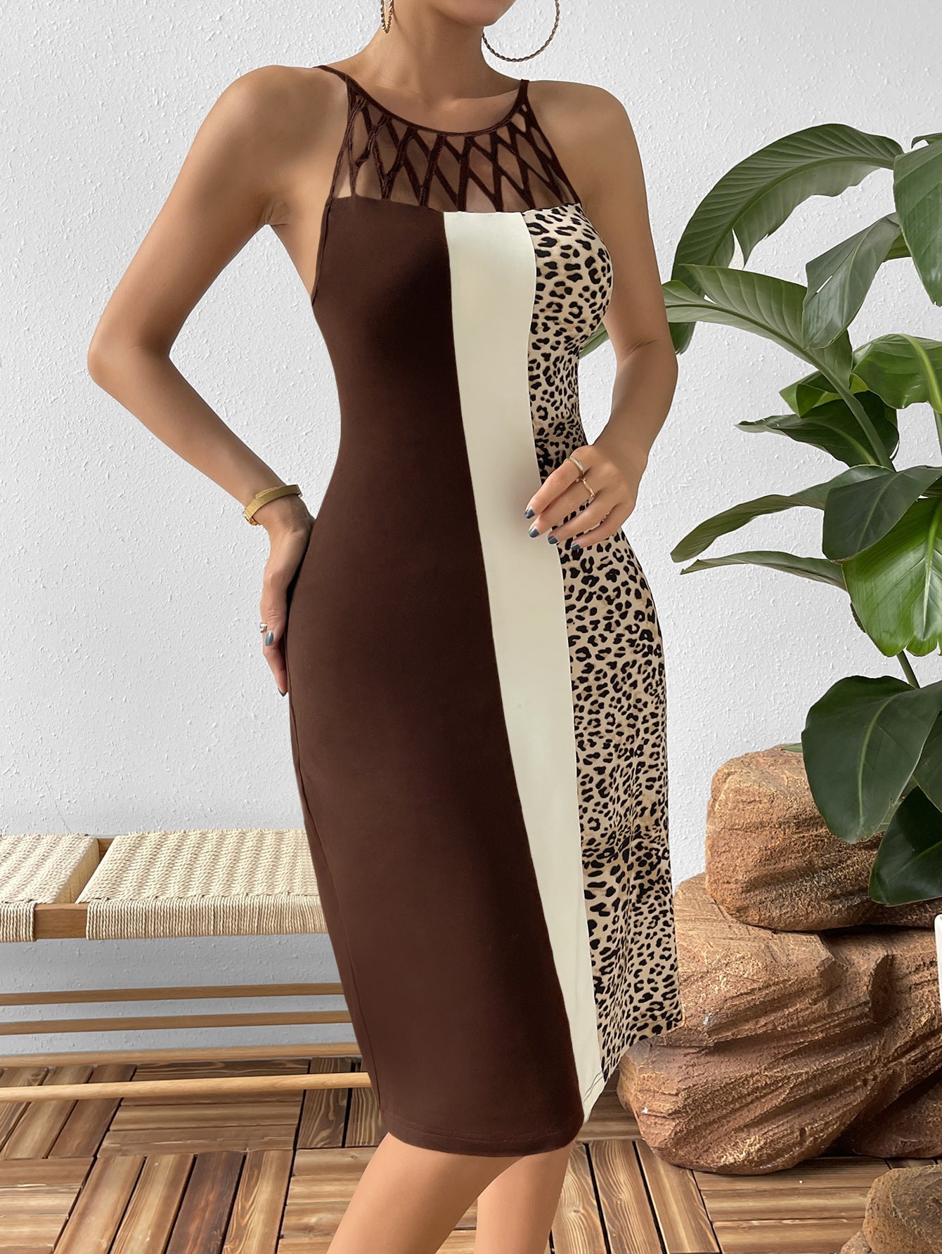 Cutout Sleeveless Knee-Length Dress