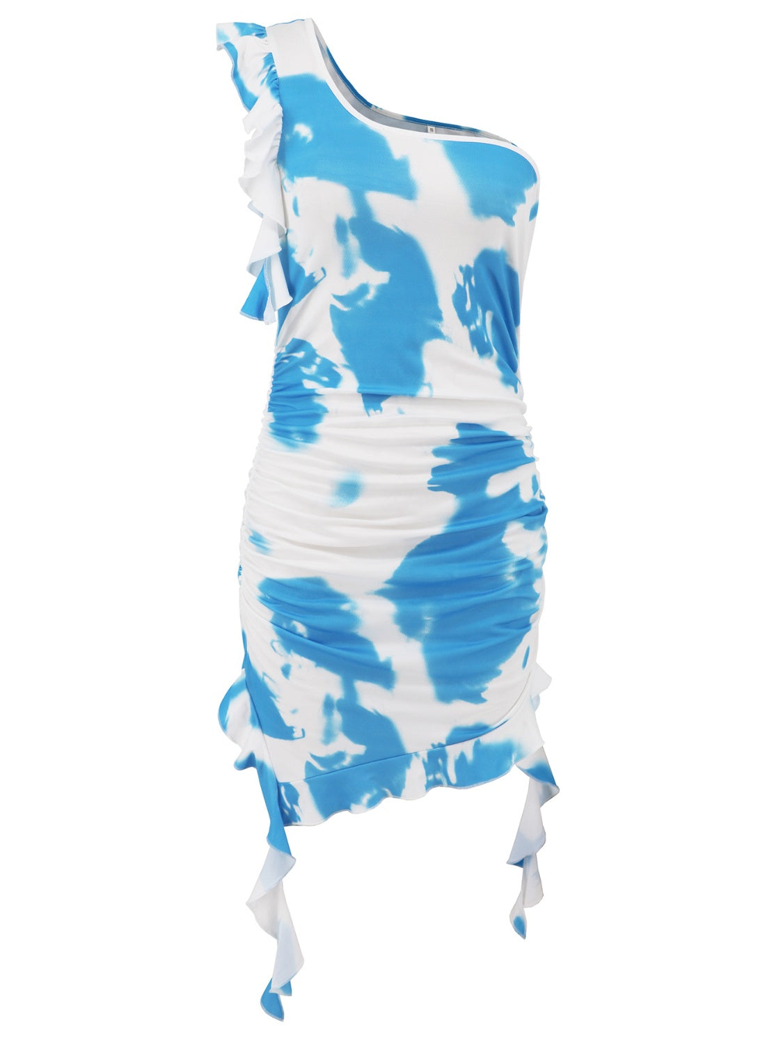 Ruffled Single Shoulder Mini Dress