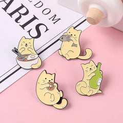 Creative Cute Greedy Cat Pins