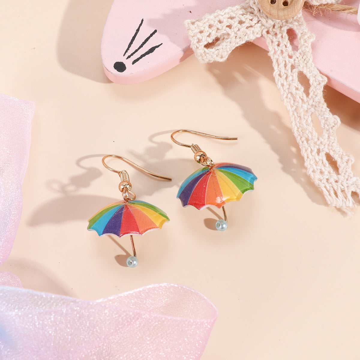 Kawaii Rainbow Umbrella Earrings