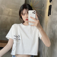 Zipper Letter Print Tee