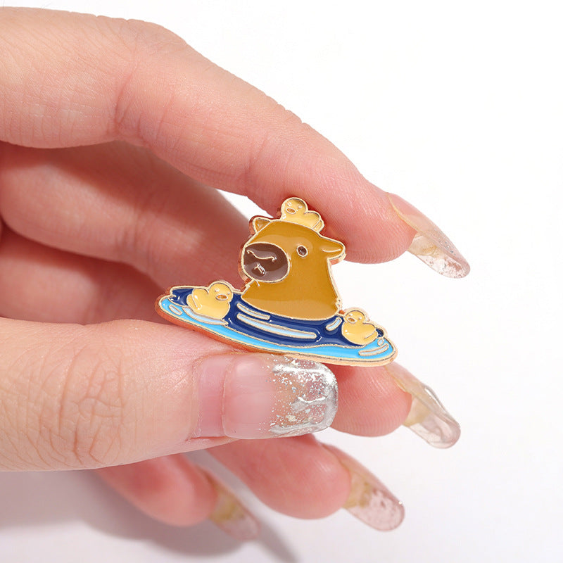 Cute Bathing Capybara-Shaped Pins