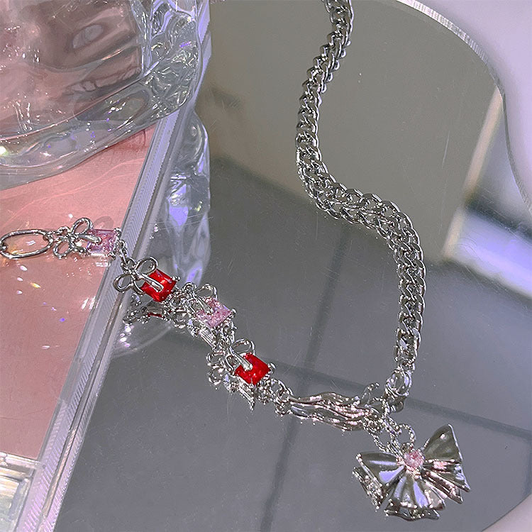 Zircon Flash Bow Necklace