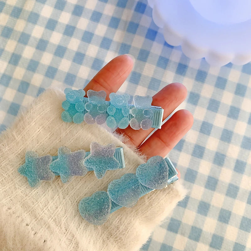 Blue Marshmallows Hair Clips