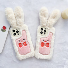 Plush Bow Long-Eared Rabbit Phone Case