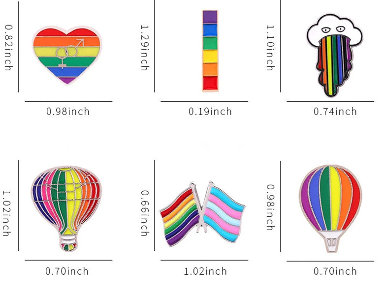 Rainbow Balloon Flag Pins