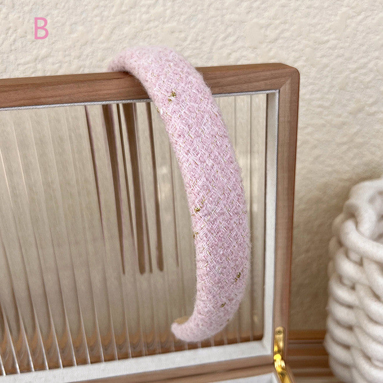 Romantic Pink Tweed Knit Headband