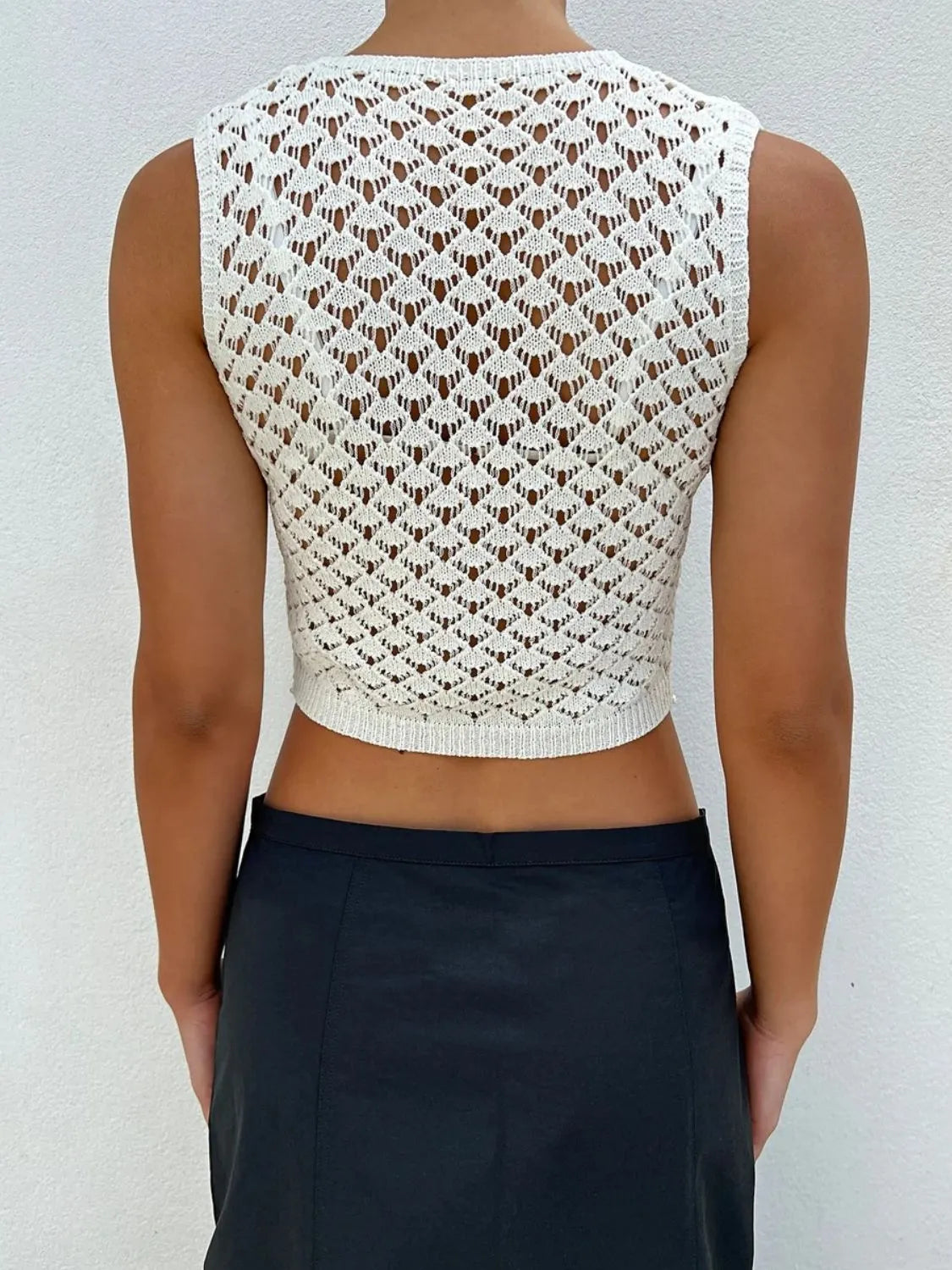 Openwork V-Neck Sweater Vest