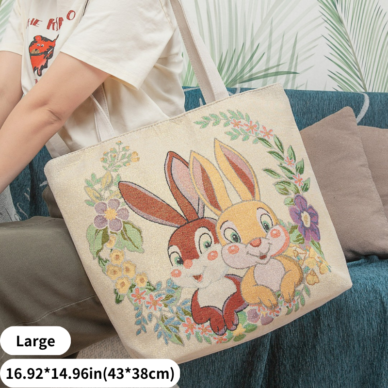 Kawaii Embroidered Cartoon Bunny Tote Bag