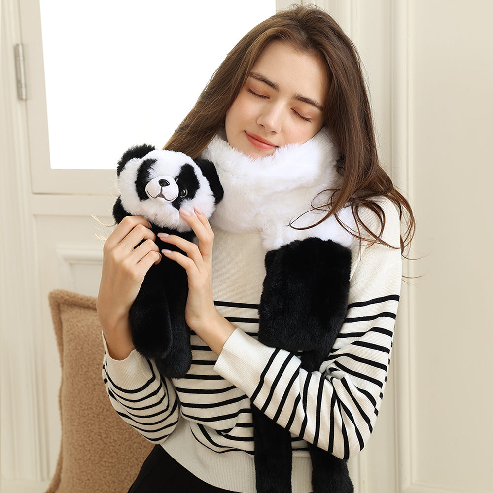 Plush Cartoon Animal Warm Gloves Scarf