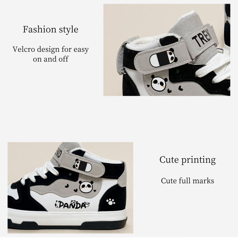 Cute Panda Casual High Top Skate Shoes