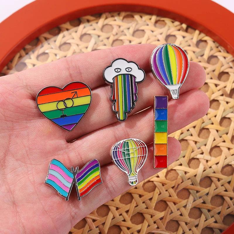 Rainbow Balloon Flag Pins