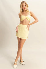HYFVE Ruched Bra Top and Mini Skirt Set