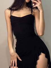 Ruched Ruffle Hem Mini Dress