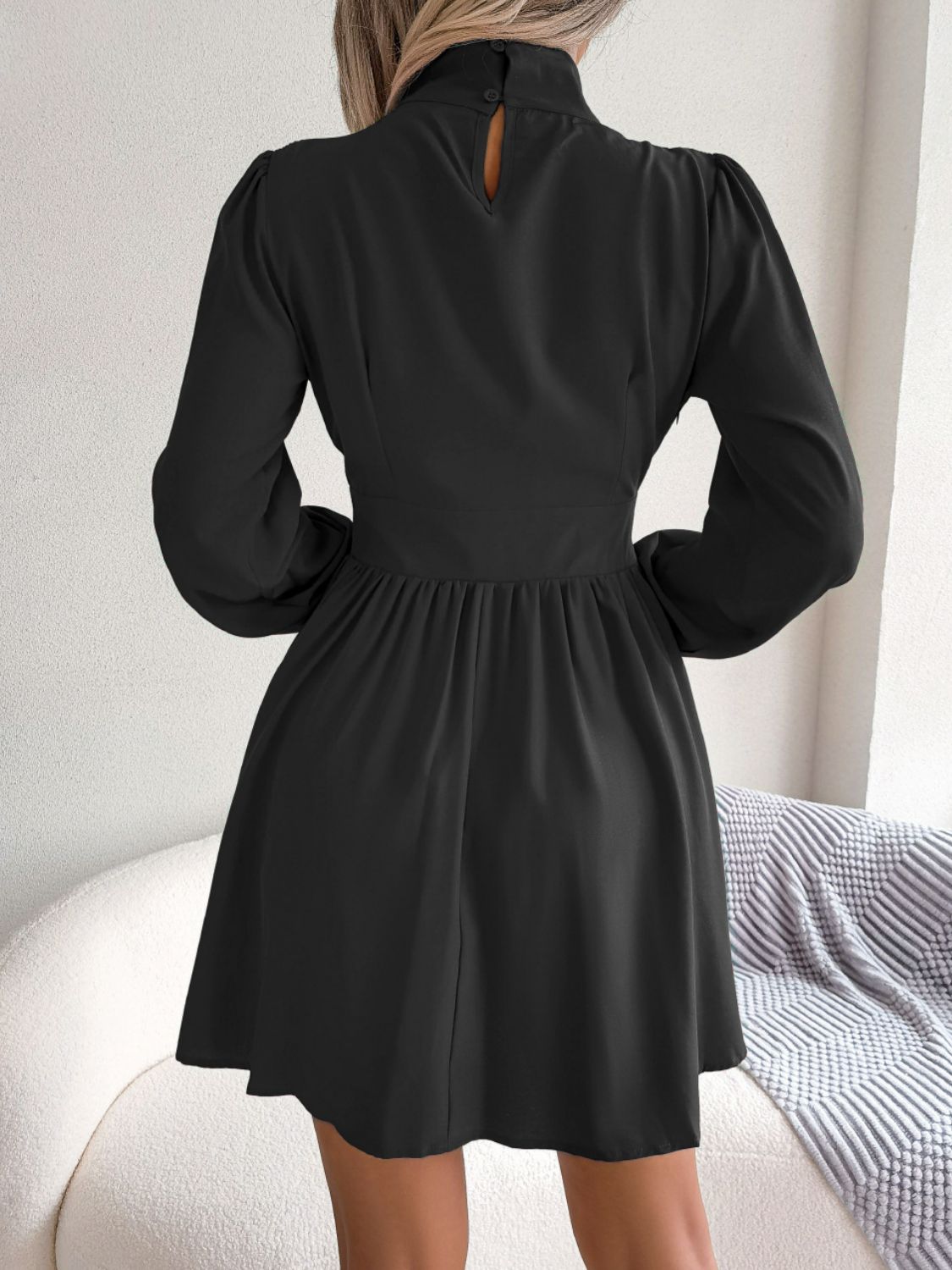 Turtleneck A-Line Mini Dress