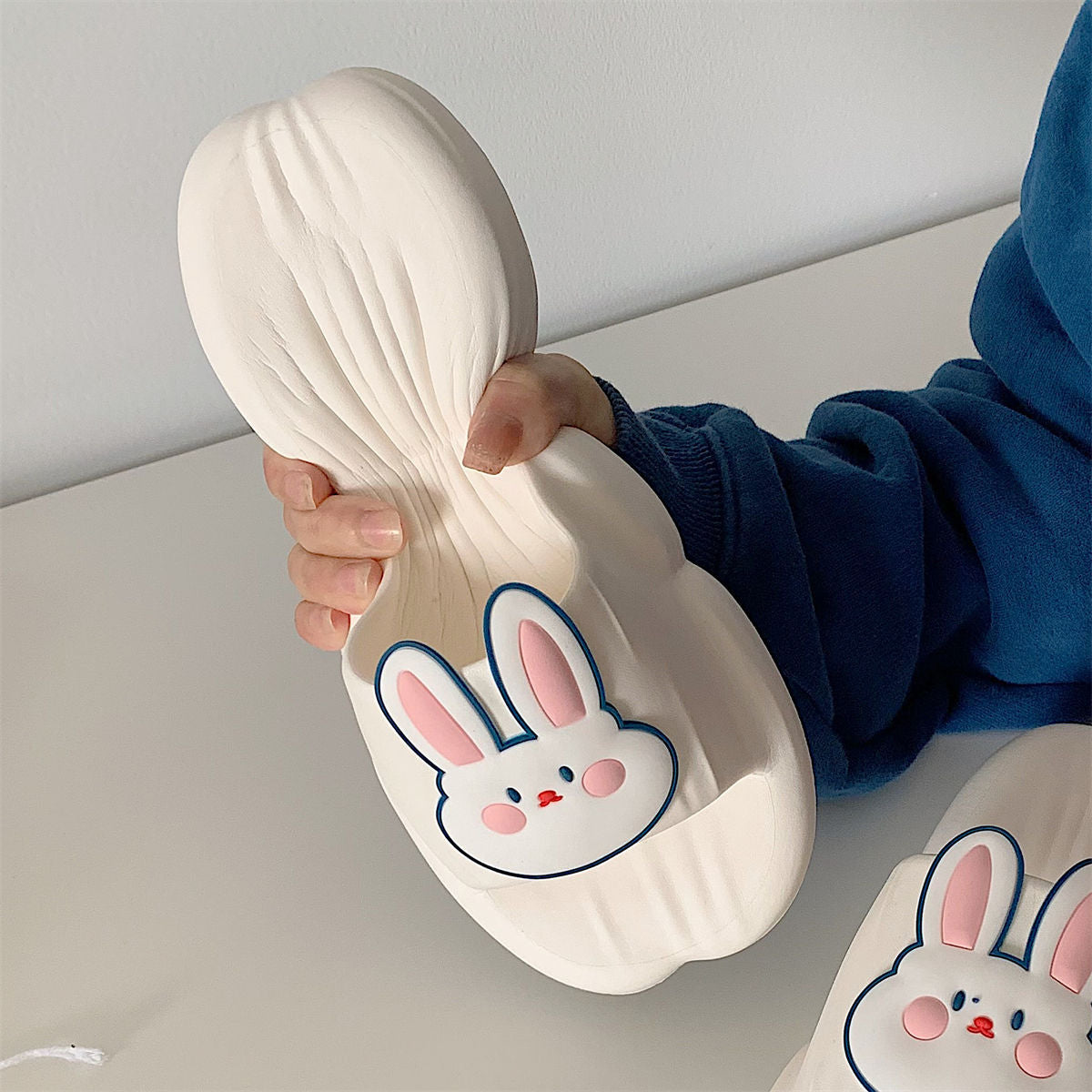 Summer Cute Front Bunny Stripe Slippers