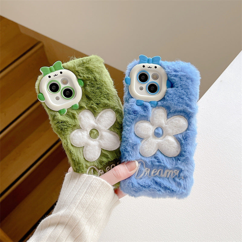 Monster Plush Flower Embroidery Phone Case