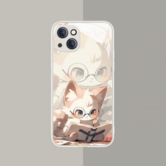 Kawaii Cartoon Reading Cat Couple Phone Case