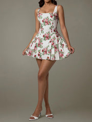 Floral Square Neck Mini Dress