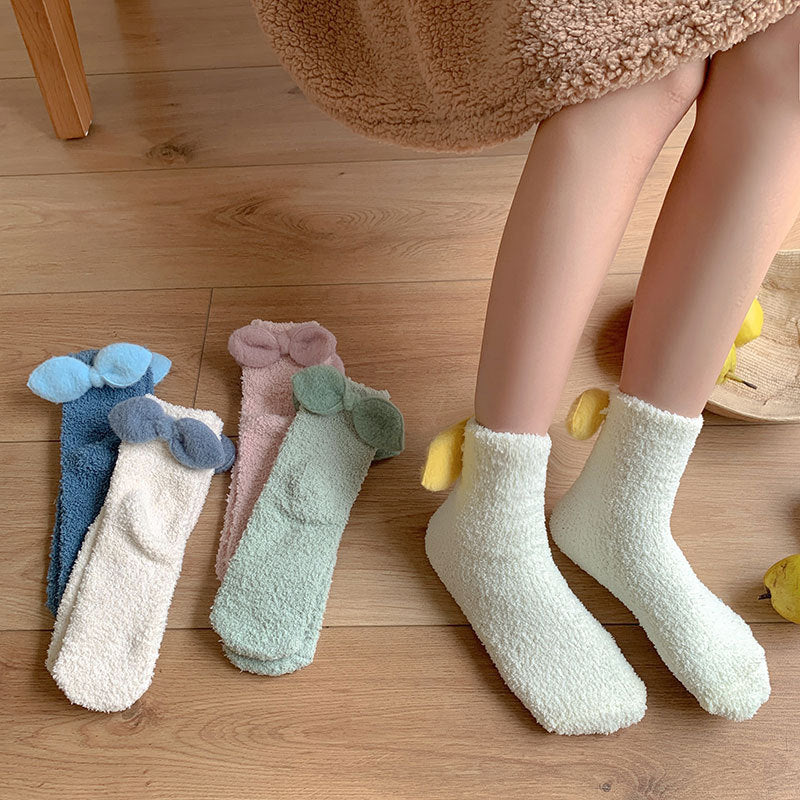 Bowknot Thickened Floor Socks