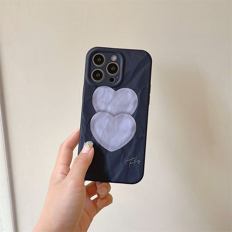 Pleated Heart Black Phone Case