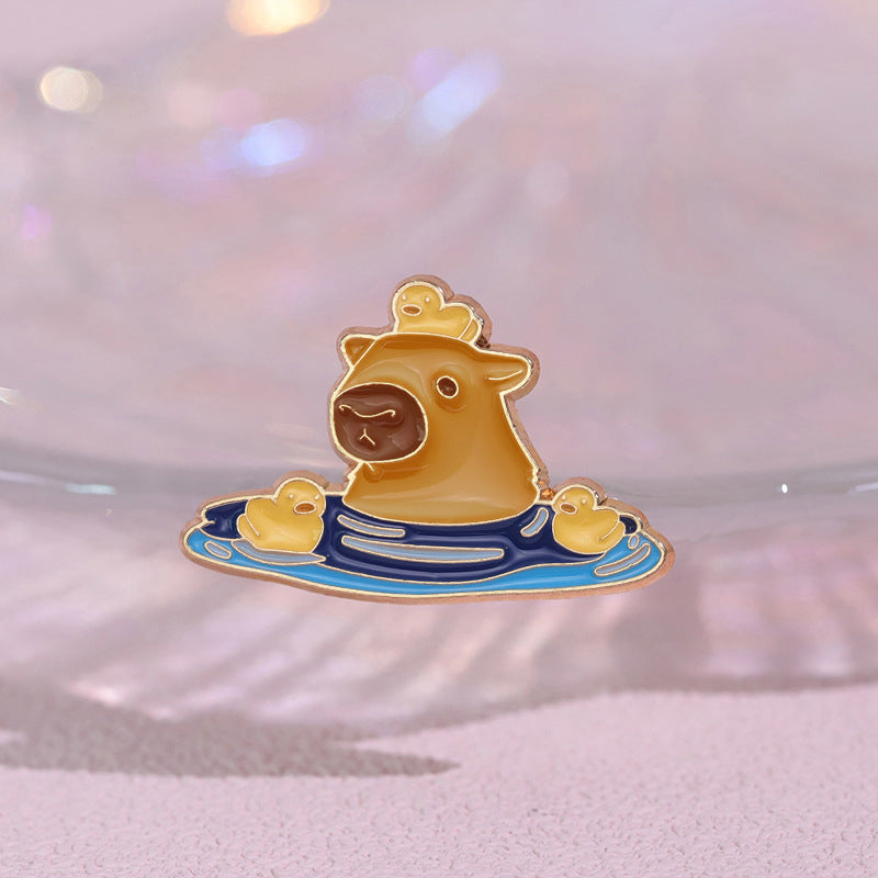 Cute Bathing Capybara-Shaped Pins