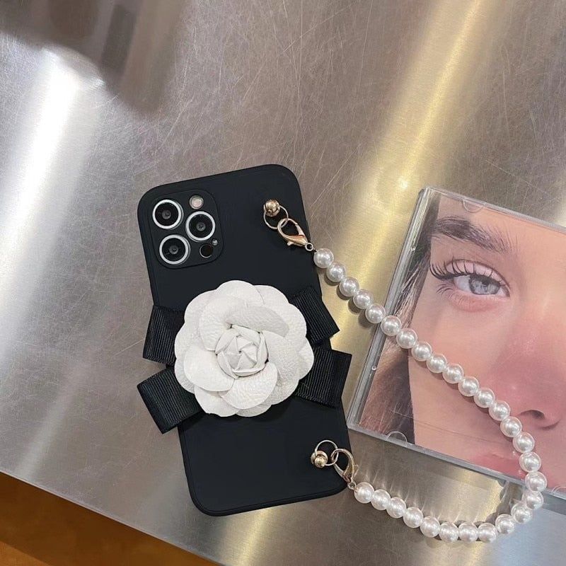 Camellia Pearl Cute Phone Cases For iPhone 14 13 11 12 Pro Max X XR XS MAX 6S 7 8 Plus Mini