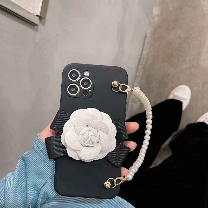 Camellia Pearl Cute Phone Cases For iPhone 14 13 11 12 Pro Max X XR XS MAX 6S 7 8 Plus Mini