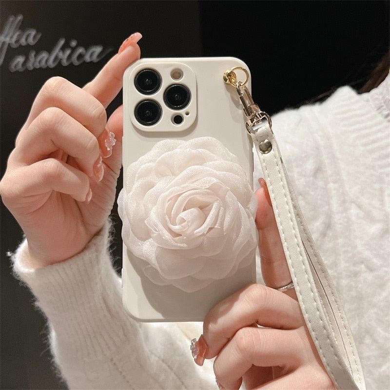 Camellia Pearl Cute Phone Cases For iPhone 14 13 11 12 Pro Max X XR XS MAX 6S 7 8 Plus Mini