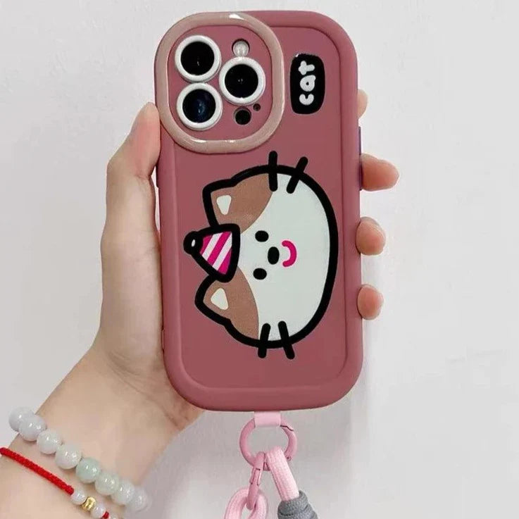 Cartoon Animal iPhone 15 Pro Max/14/13/11/12 Cute Phone Case with Portable Lanyard